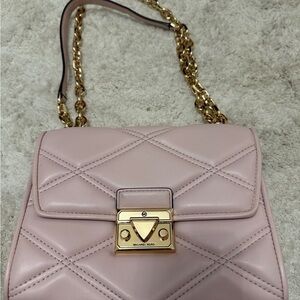 NWT Michael Kors Serena Blush Quilted Shoulder Bag